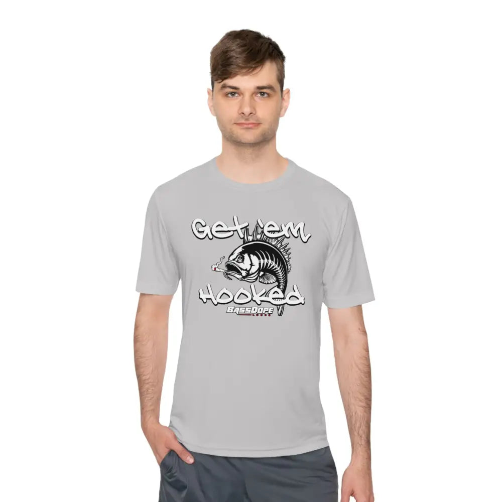Bassdope Get ’em Hooked Unisex Moisture Wicking Tee - Silver / XS - T-Shirt