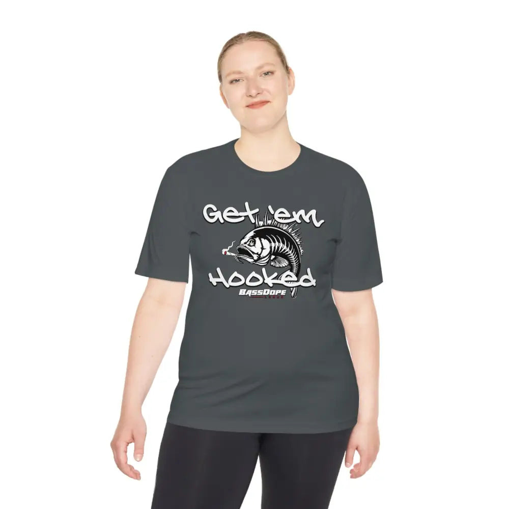Bassdope Get ’em Hooked Unisex Moisture Wicking Tee - T-Shirt