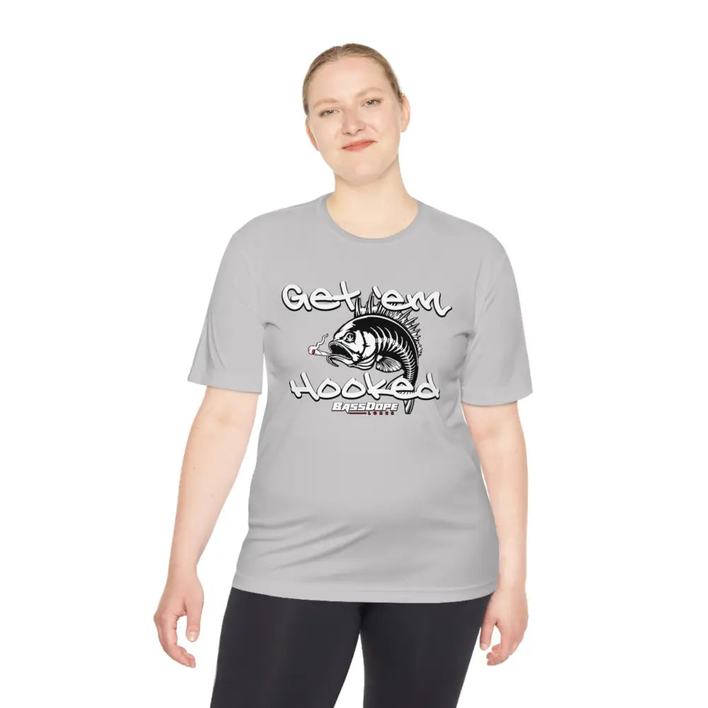 Bassdope Get ’em Hooked Unisex Moisture Wicking Tee - T-Shirt