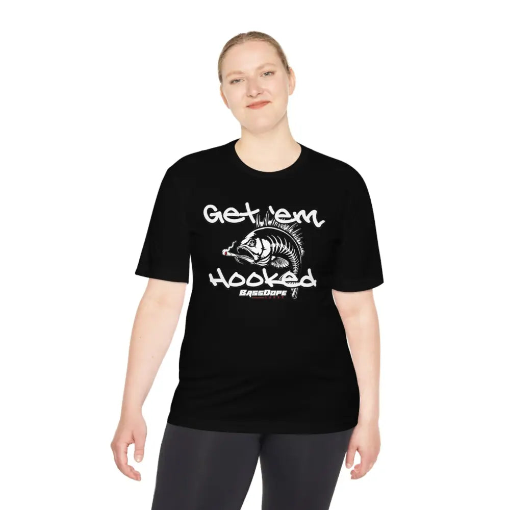 Bassdope Get ’em Hooked Unisex Moisture Wicking Tee - T-Shirt