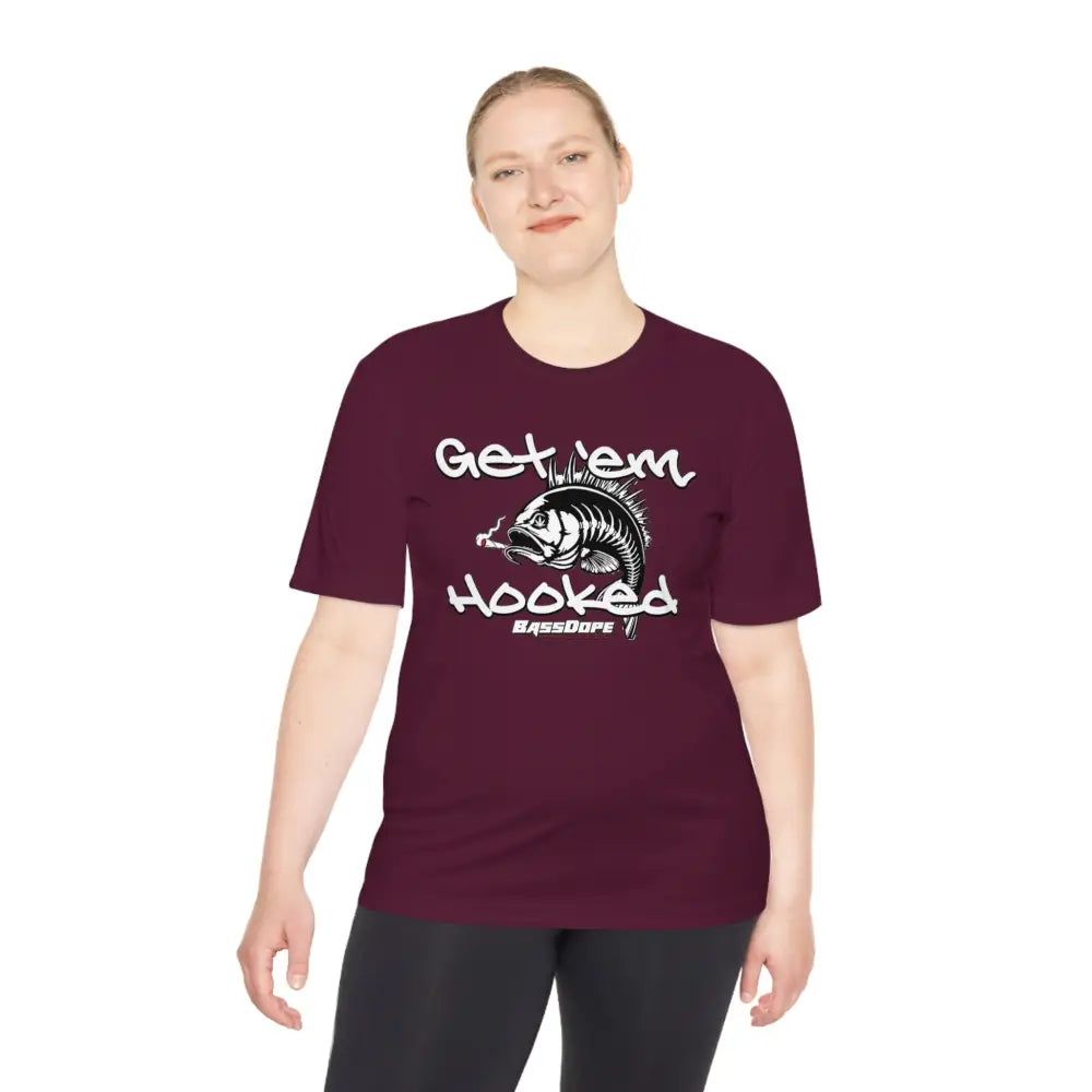 Bassdope Get ’em Hooked Unisex Moisture Wicking Tee - T-Shirt