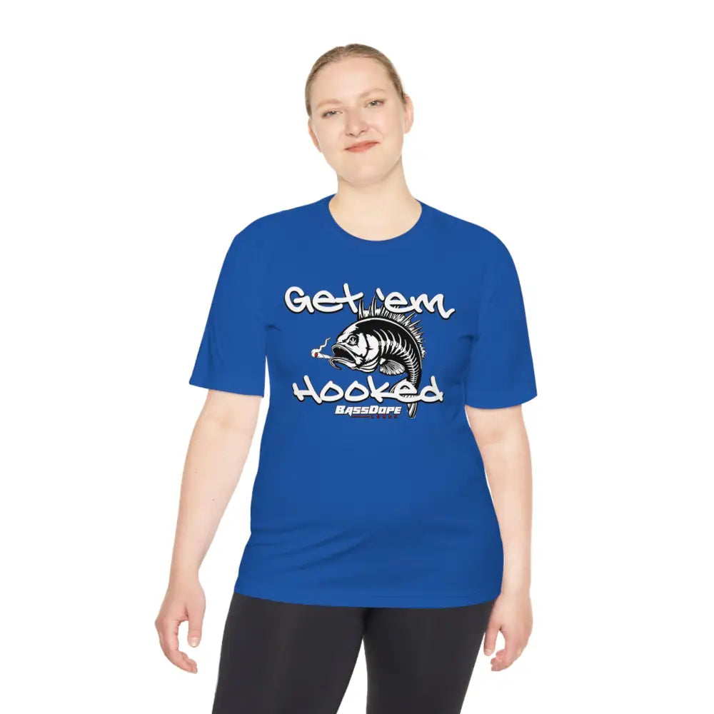 Bassdope Get ’em Hooked Unisex Moisture Wicking Tee - T-Shirt