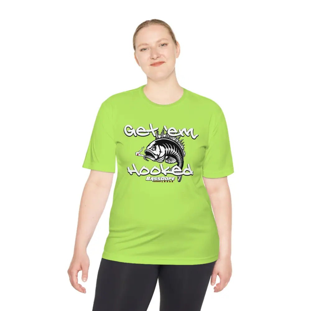 Bassdope Get ’em Hooked Unisex Moisture Wicking Tee - T-Shirt