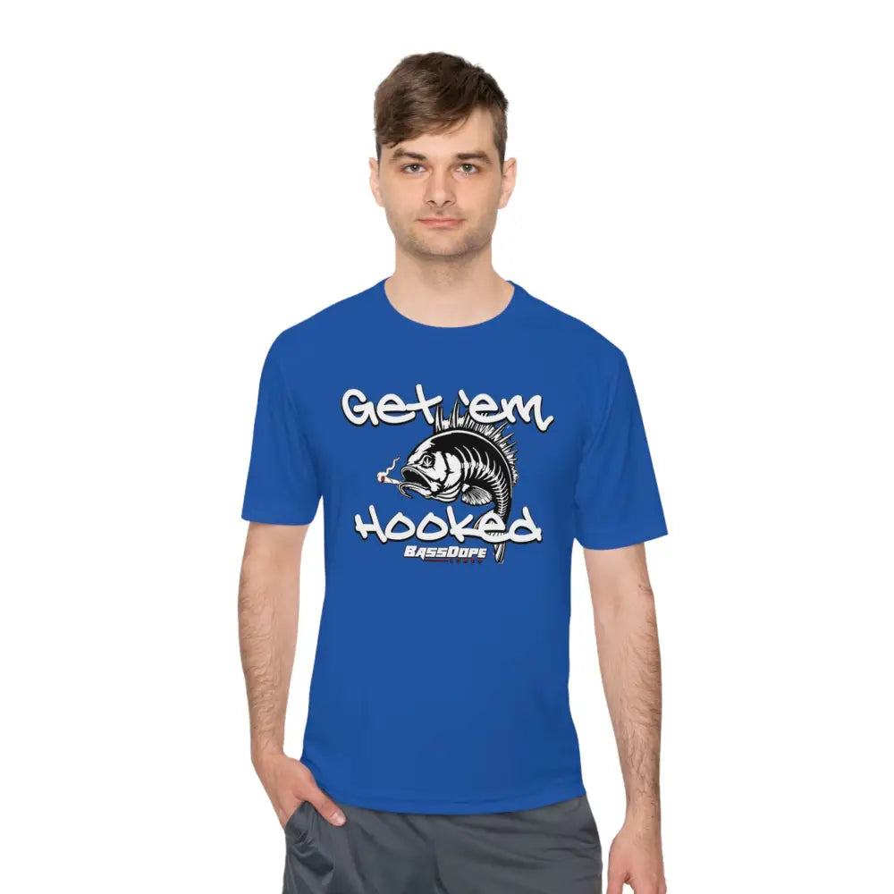 Bassdope Get ’em Hooked Unisex Moisture Wicking Tee - True Royal / XS - T-Shirt