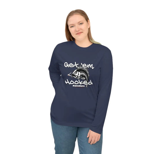 Bassdope Get ’em Hooked Unisex Performance Long Sleeve Shirt - Sport Dark Navy / XS - Long-sleeve