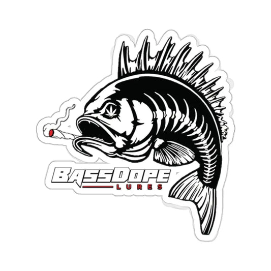 Bassdope Fish Kiss-Cut Stickers - 2’’ × 2’’ / White - Paper products