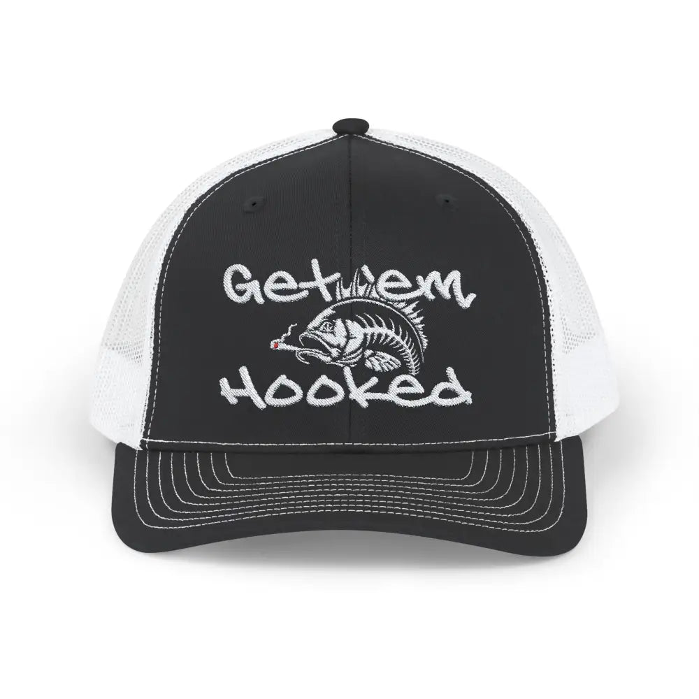 Bassdope Get ’em Hooked Snapback Trucker Cap - Black / One size - Hats