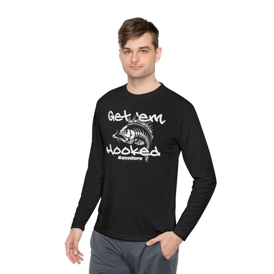 Bassdope Get ’em Hooked Unisex Lightweight Long Sleeve Tee - Black / XS - Long-sleeve