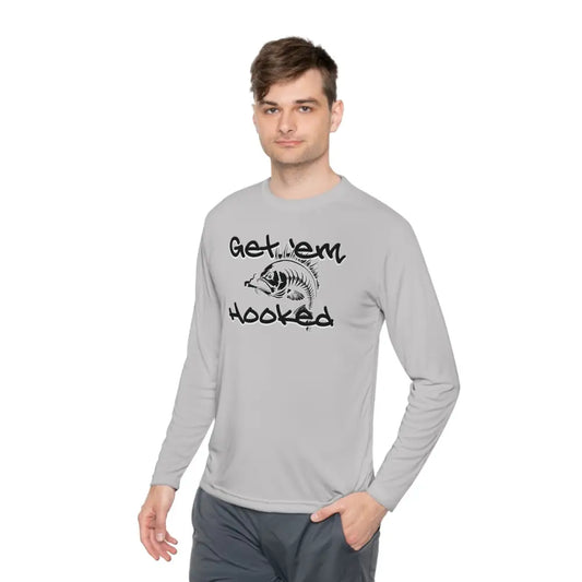 Bassdope Get ’em Hooked Unisex Lightweight Long Sleeve Tee - Silver / XS - Long-sleeve