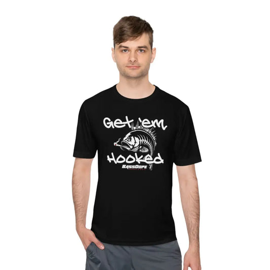 Bassdope Get ’em Hooked Unisex Moisture Wicking Tee - Black / XS - T-Shirt