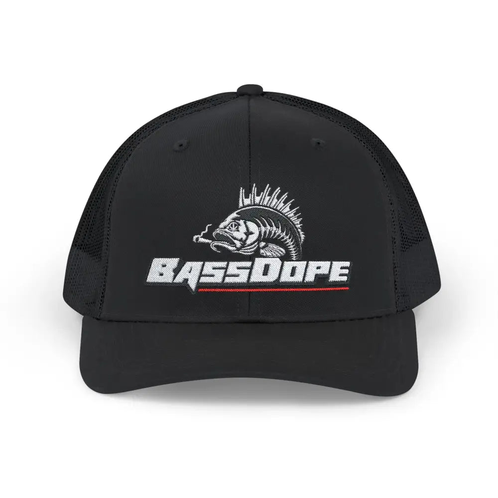 Bassdope Skeleton Fish Snapback Trucker Cap - Black / One size - Hats